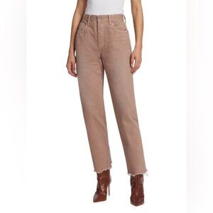 Moussy Vintage Emery High-Rise Straight-Leg Jeans in Beige